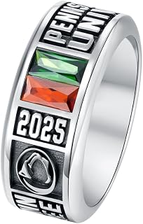Custom Class Ring for Men - Personalized High School College Graduation Ring 2025 2026 with Birthstone, 925 Sterling Sliver, Jewelry Gifts for Son Daughter (With Gift Box)