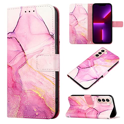 Protection Samsung Galaxy S21 étui portefeuille rose violet doré 360