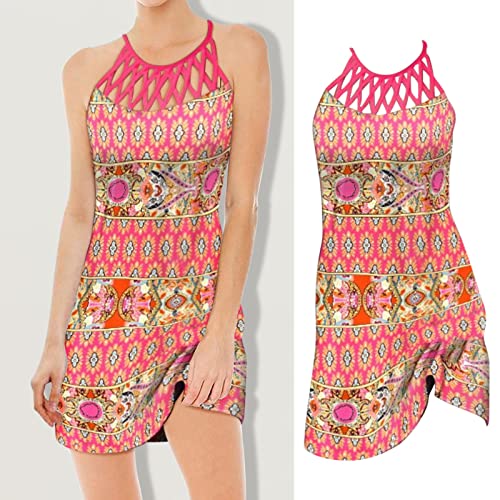 Robe fluide imprimé ethnique sans manches pour garde-robe d'été - 3