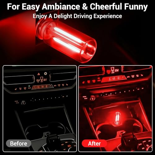 2 PCS Car USB Light Bulbs, Retro Glass Bottle LED Night Lamp with Touch Dimmable Control, Portable Interior Ambient Lighting for Vehicle, Bedroom, Hallway, Camping, Gift for Christmas or Birthday,Red - image 3