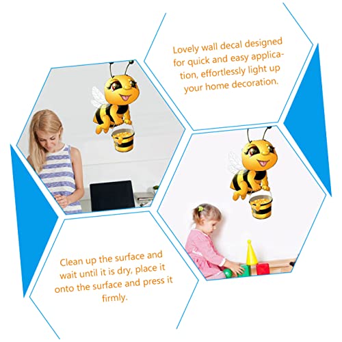 Wall Decals 4 Pcs Decals Art Sticker Playroom Decoration Bedroom Pvc Decorations Bumblebee For Decor Kids Bees Stickers Bee Removable Festival Cute Animal Room Mural Cartoon #TOP4