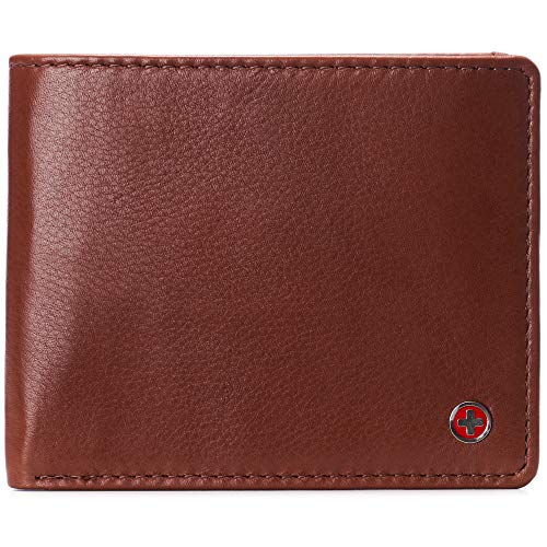 Image of Alpine Swiss Connor Executive Bifold Wallet | Business Passcase for Men | Premium Leather | Dual ID Windows | RFID Blocking | Gift Box Included Soft Nappa Tan
