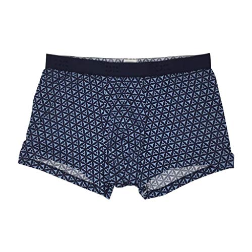 Derek Rose Mens Pima Cotton Pattern Stretch Hipster Trunk Underwear, Star 14 Blue, L