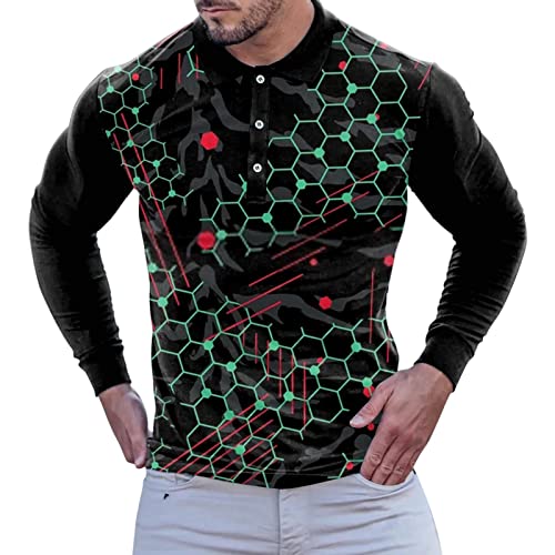 UIFLQXX Chemise longue à manches longues pour homme - Imprimé numérique abstrait, Noir , XL Cover