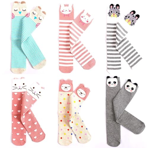 EIAY Shop Kids Cotton Socks Knee High Stockings Cute Cartoon Animals for 3-8 Year Olds