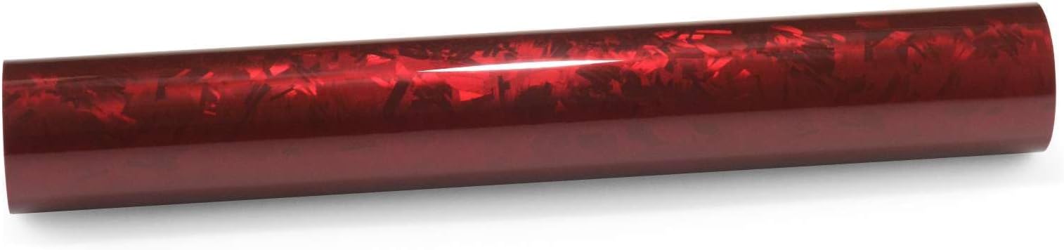 60"x84" (5FTx7FT) Gloss Dark Red 24K Chopped Forged Carbon Fiber Textured Vinyl Wrap Auto Car Sticker Decal Sticker Film Sheet Bubble Free Air Release Technology with Tool Kit