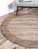 Unique Loom Del Mar Collection Area Rug-Transitional Inspired with Modern Contemporary Design, 8' 0 x 8' 0 Round, Beige/Tan