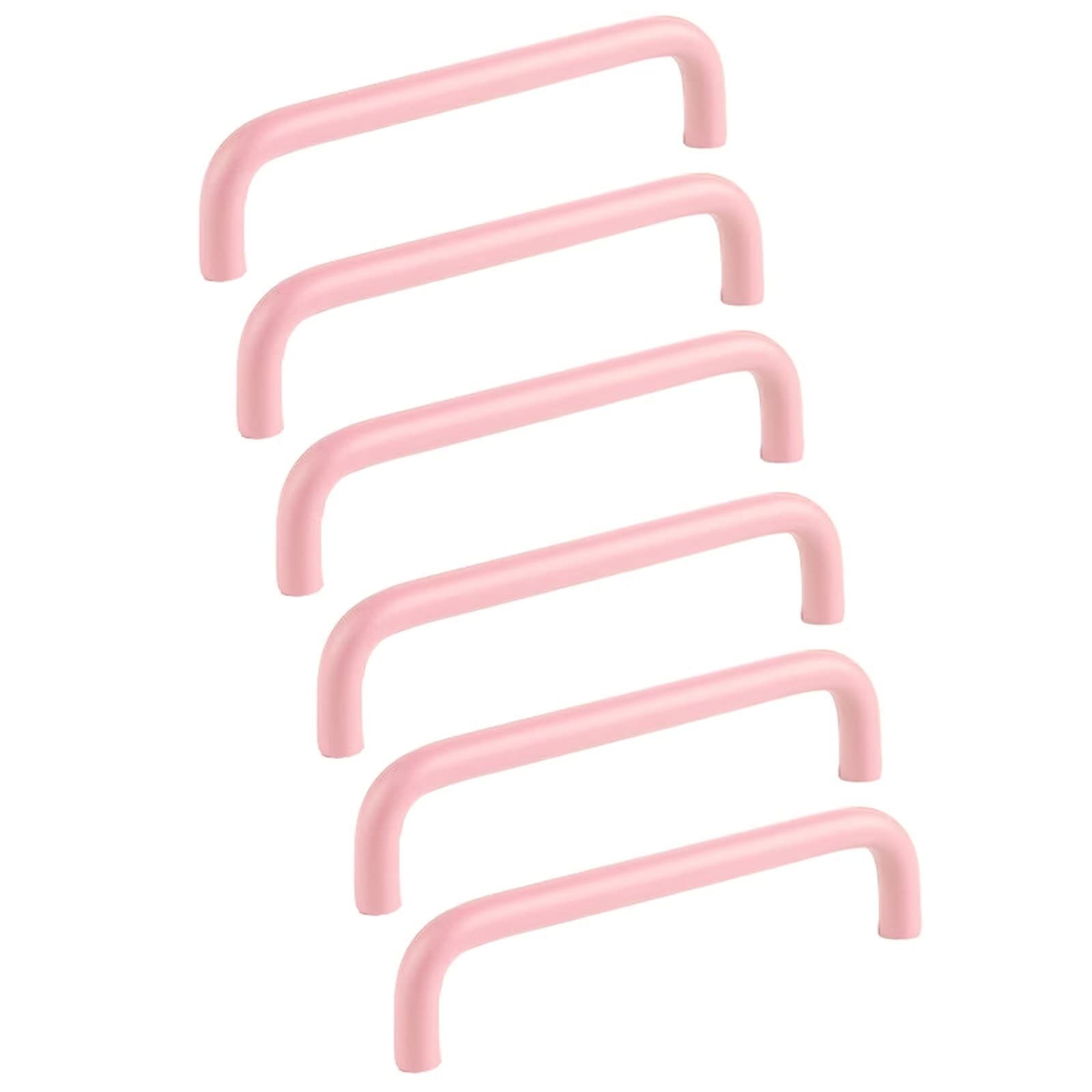PLLJIAXUAMCLNL 6 Pcs Zinc Alloy Cabinet Handles, Kitchen Cupboard Dresser Closet Drawer Door Pulls Wardrobe Decoration Handles Hardware (Pink 128mm)