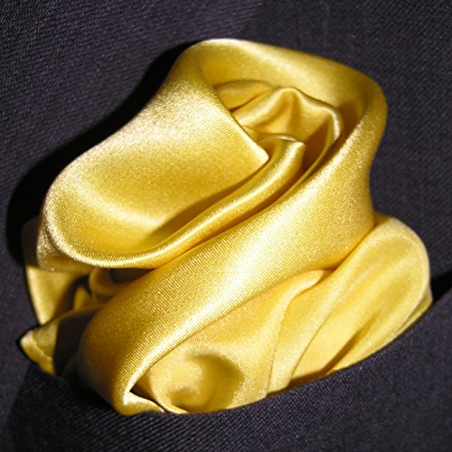 Royal Silk Gold Yellow Creamy Satin Silk Handkerchief – 100% Silk - Large 16" Pocket Square #TOP1