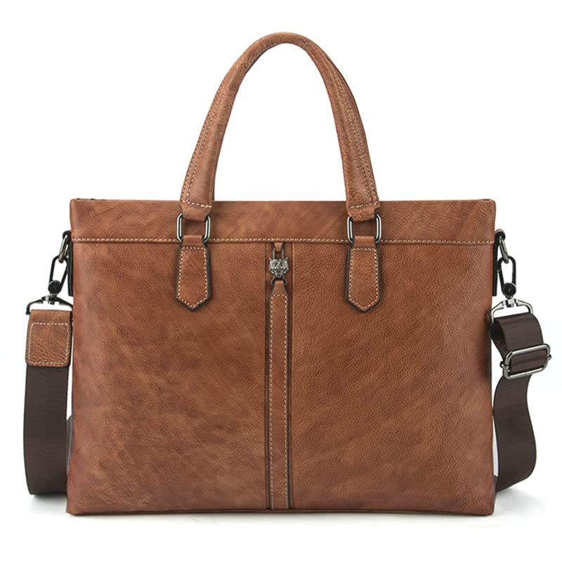 Leather Mens 14 Laptop Bag, Leather Shoulder Bag, Business Bag Briefcase, Document Case