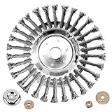 Ztojayic 8 Inch Steel Wire Weed Wheel Brush Cutter Trimmer Head, Universal Weed Eater Attachments, Unbreakable Wired Trimmer Blade for Weed, Moss, Rust Removal on Lawn, Patio, Driveway