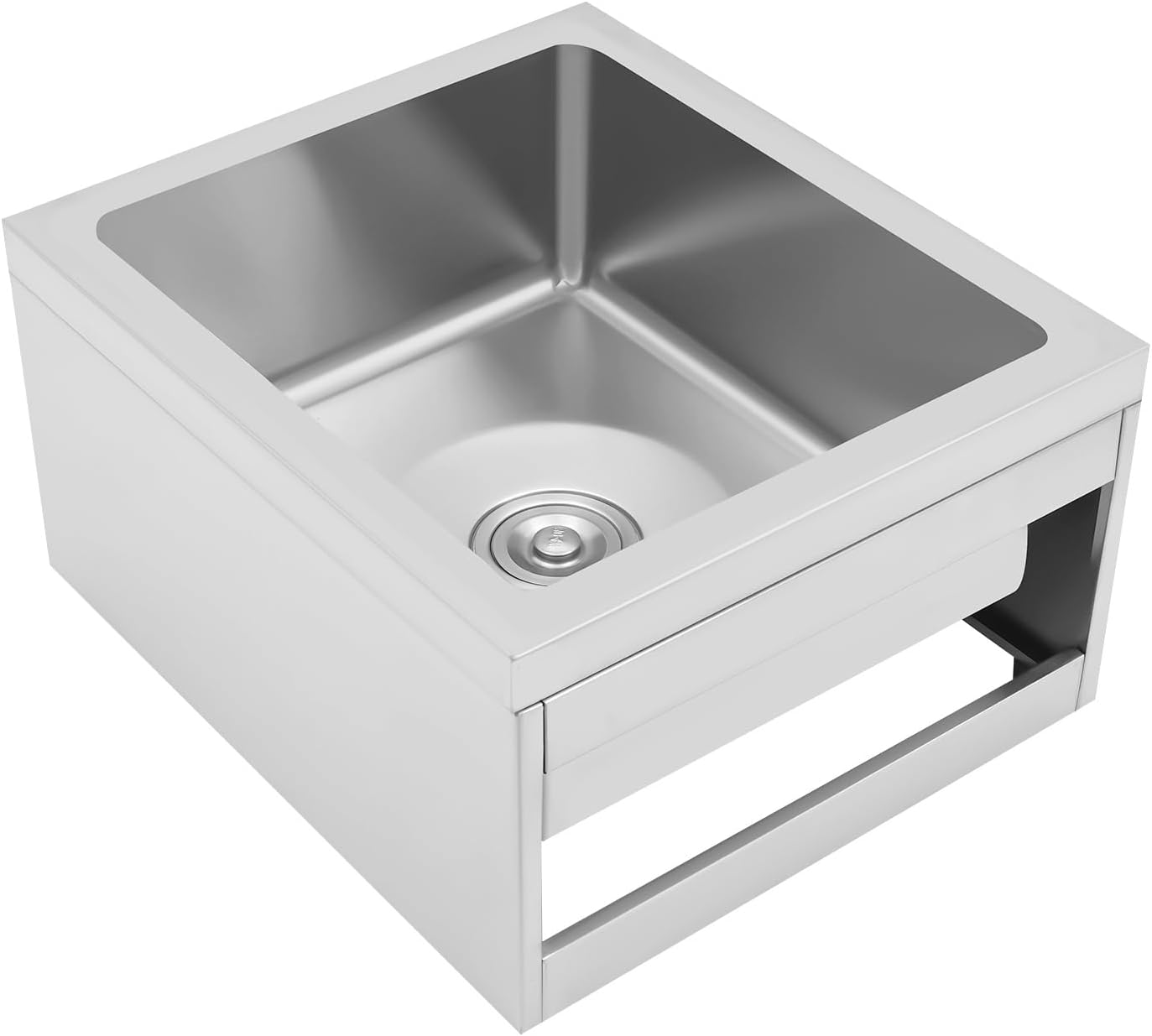 19x22x12 Commercial Floor Mop Sink, NSF Certified 304 Stainless Steel Utility Room Service Basin with Leak Proof Flat Drain, Large Tub for Dog Washing, Filling Water Bucket, Cleanup