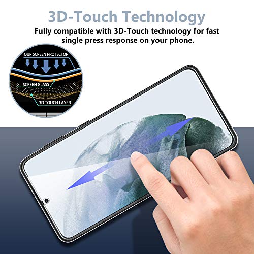 Image of TOCOL 6 Pack Compatible with Samsung Galaxy S21 5G 6.2 inch - 3 Pack Tempered Glass Screen Protector and 3 Pack Camera Lens Protector with [Installation Frame] HD Clear Bubble Free Case Friendly