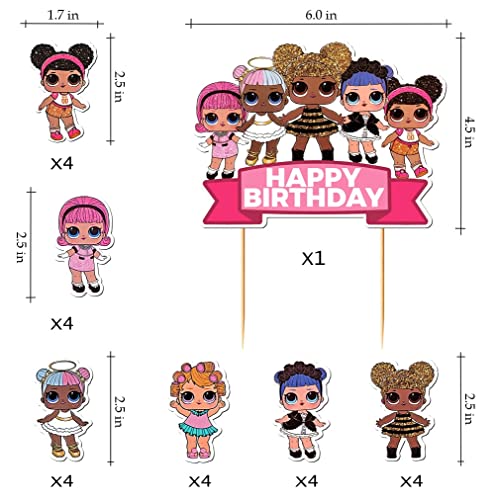 25 Pcs Cartoon Birthday Cake Toppers And Cupcake Toppers For Girls - Theme Party Decorations Supplies #TOP1
