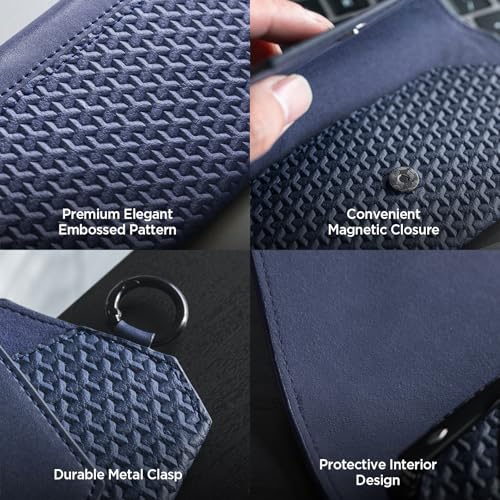 Image of VULKIT Portable Leather Eye Glasses Case for Women & Men, Slim Sunglass Case, Unisex Eyeglass Case