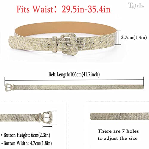 Tgirls Glitter Sequin Belts Women Dress Waist Belt Leather Belts Sparkly Vintage Belt for Jeans Pants3