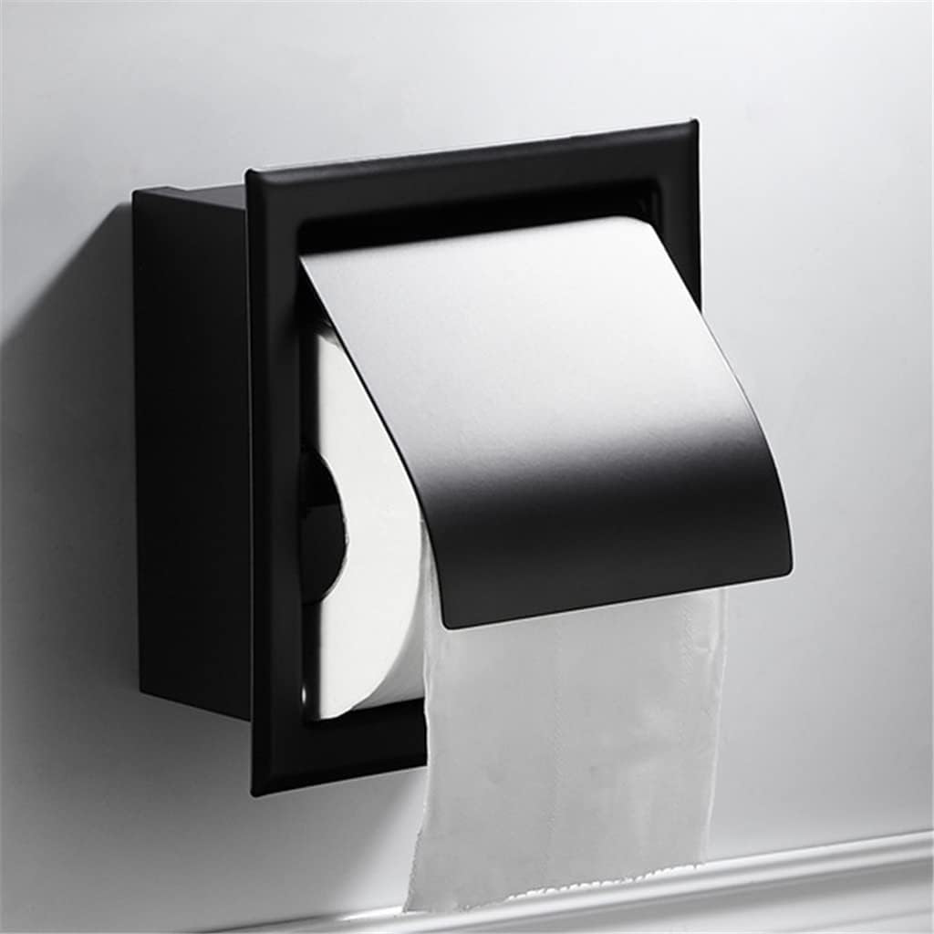 Portarotolo di Carta igienica da Parete, Porta fazzoletti, Porta Carta da Incasso, portarotolo in Acciaio Inox per Bagno, portarotolo da Parete (Singolo Nero)