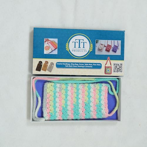 Image of Mobile phone Crochet sling bags for ladies- tightly knit with acrylic yarn.