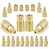 22PCS 1/4 Inch Quick Connect Air Hose Fittings, Premium Metal Air Compressor Fittings, Air Tool Quick Connect Air Line Fittings (Compatible with Air Compressors, Air Hoses, Air Nailers)