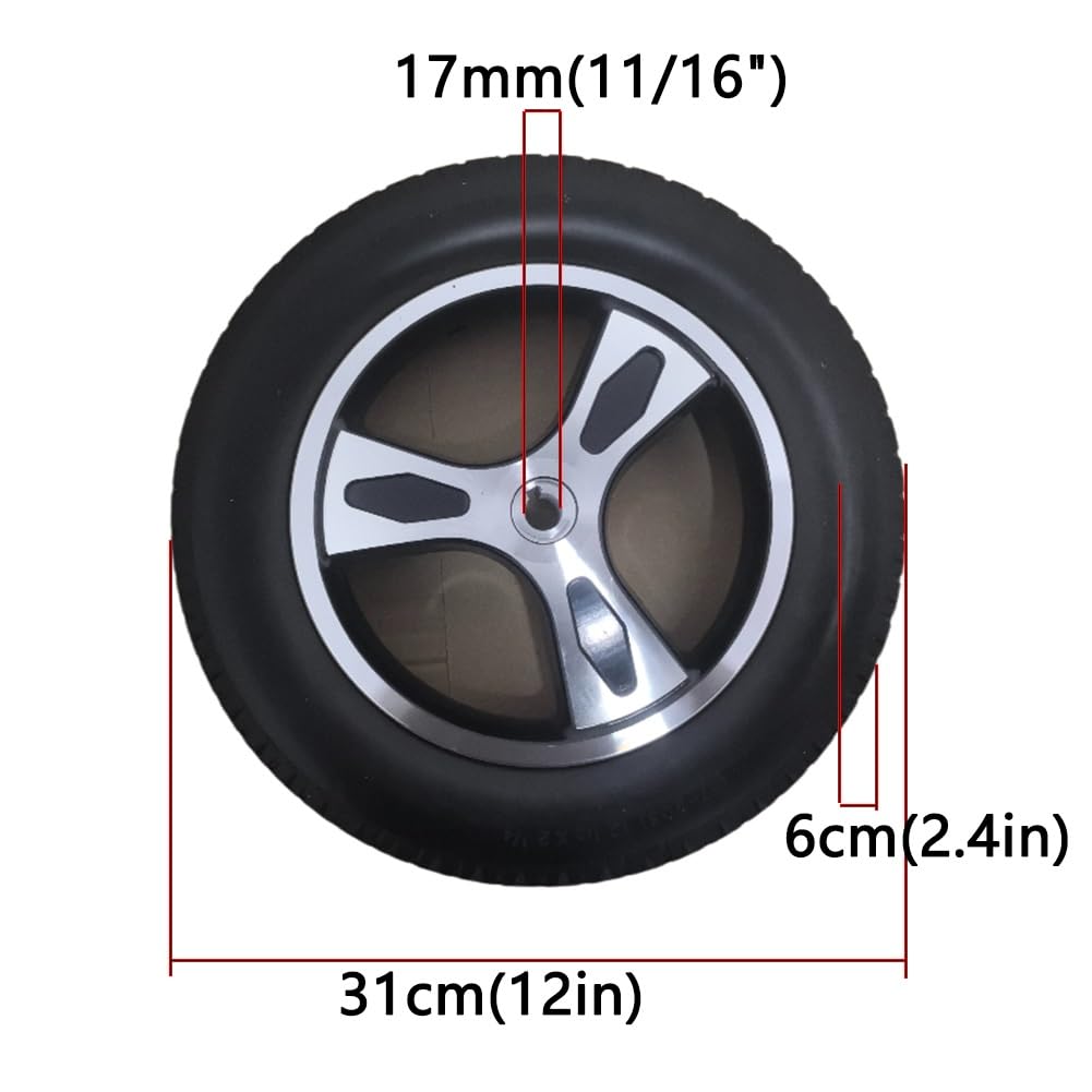 Ruedas Traseras de 12 Pulgadas Para Silla de Ruedas Eléctrica, Ruedas de PU No Inflables para Andadores y Rollators
