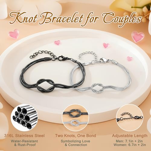 Pulseras a juego para pareja Trinckle rosa nudo amor miniatura 4