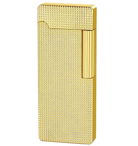 Encendedor de butano Recargable, Ajustable, de Bolsillo, for cigarros, Cigarrillos, Supervivencia y Acampada.(Gold)