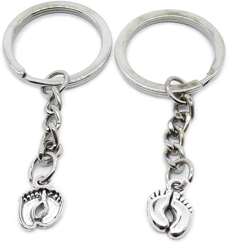 100 Pieces Keyring Keychain Wholesale Suppliers Jewelry Clasps YP1E2L Feet Foot Footprints