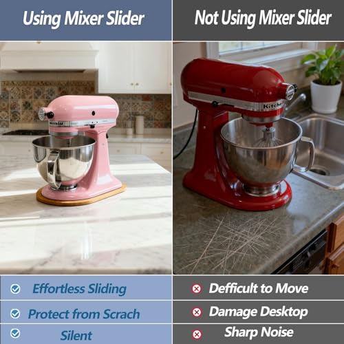 Image of Bamboo Mixer Slider Compatible with KitchenAid 4.5-5 Qt Tilt-Head Stand Mixer, Appliance Sliding Mat Accessories for Kitchen Aid, Countertop Moving Tray Attachments Fits for KitchenAid Artisan