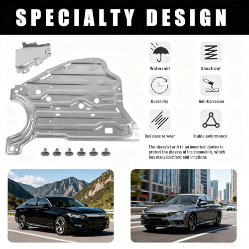 Image of Engine Splash Guard Shield Under Car Shield Cover Compatible with Honda Accord 2018 2019 2020 2021 2022,74116TVAA00 74116-TVA-A00 Engine Splash Guard,Aluminum Engine Case Guard