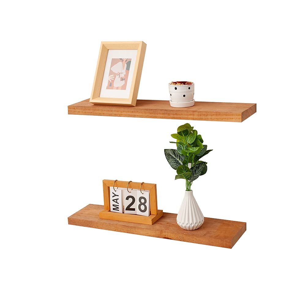 AZ L1 Floating Shelves Rustic Wood Wall Shelf | Set of 2