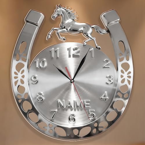 SosnSusn Horloge Murale personnalisée en Fer à Cheval Horloge personnalisée en Fer à Cheval, décoration Murale en Acrylique 2D pour la Maison Cadeaux de...