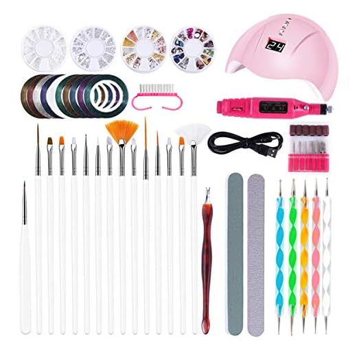 Gel Nail Polish Lamp Starter Kit 36W UV LED Nail Dryer 15 Nail Art Painting Brushes Manikyrtejp