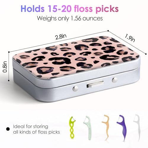 Image of Dental Floss Portable Case, Easy to Store Floss Picks of Various Sizes, Portable Dental Floss Dispenser is Perfect for Travelling, Hotels, Dinners, Appointments.Leopard Print