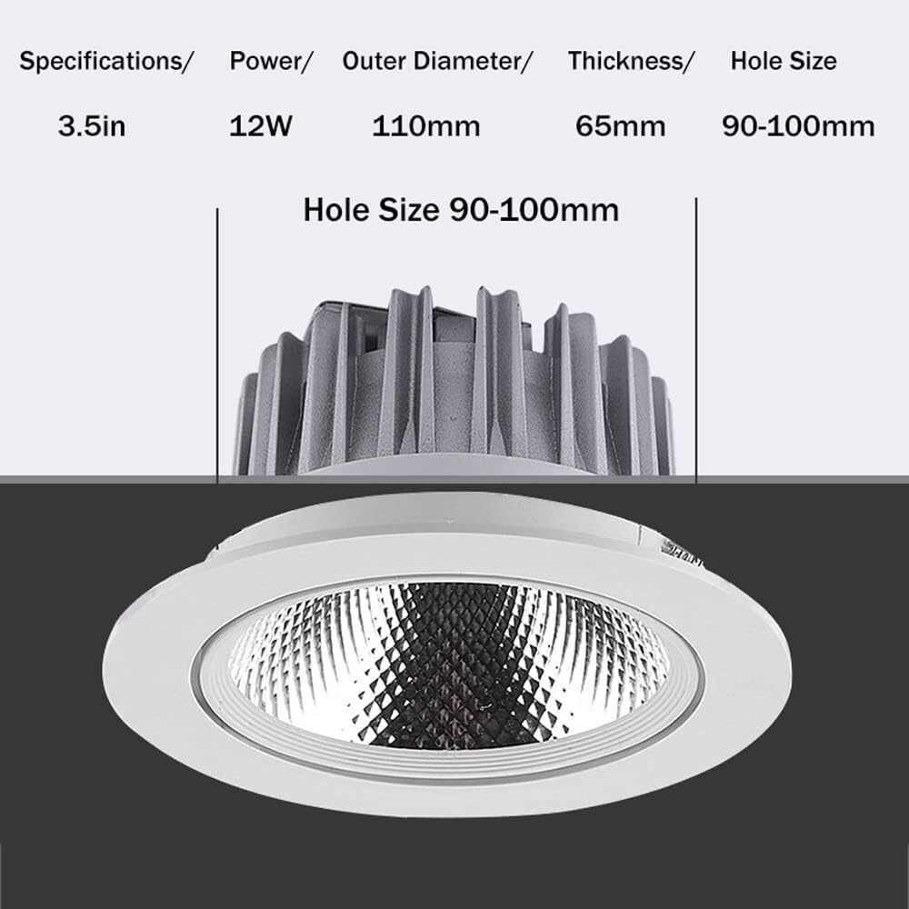 Zestaw 4 lamp sufitowych LED do wpuszczania w sufit, 3000K-6000K, do wyboru, okrągłe panele sufitowe, oświetlenie punktowe LED w puszkach, wpuszczane lampy sufitowe LED,12w-6000K