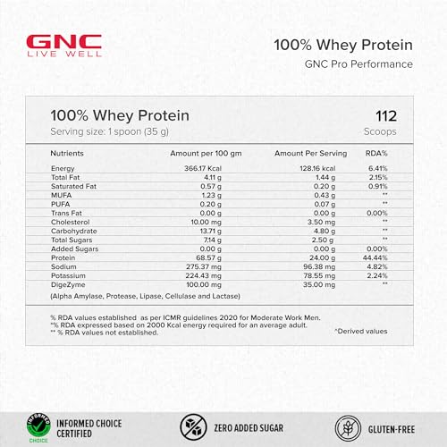 Image of GNC Pro Performance 100% Whey Protein Powder | 8.8 Lbs : 4 KG (1 KG X 4 Pouches) + Bucket | 24g Protein Chocolate Supreme | 5.5g BCAA | Boosts Strength & Endurance | Builds Lean Muscles | Fastens Muscle Recovery | Formulated In USA