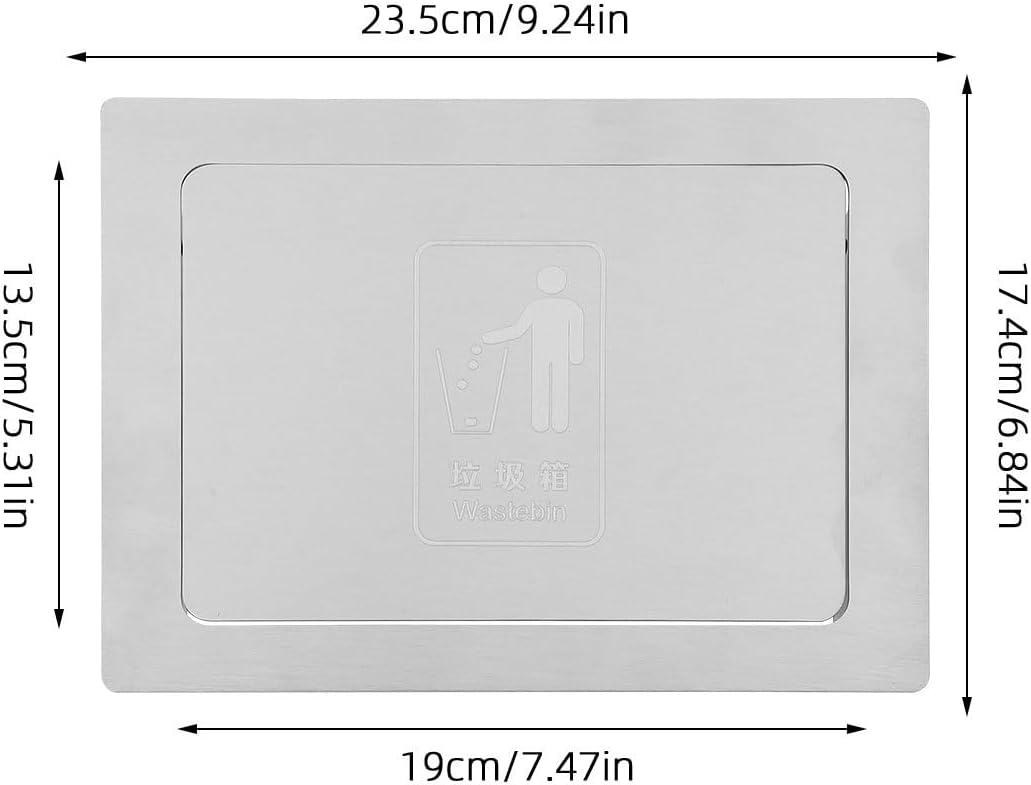 BETOOKY Countertop Embedded Garbage Lid Stainless Steel Cabinet Recessed Trash Can Cover Side Opening Inward Flip Panel for Kitchen and Commercial Counters