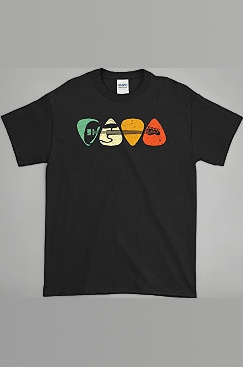 Unisex Regular Fit Bass Guitar Pick Graphic Printed T-Shirt, Guitar Acoustic Electric Music