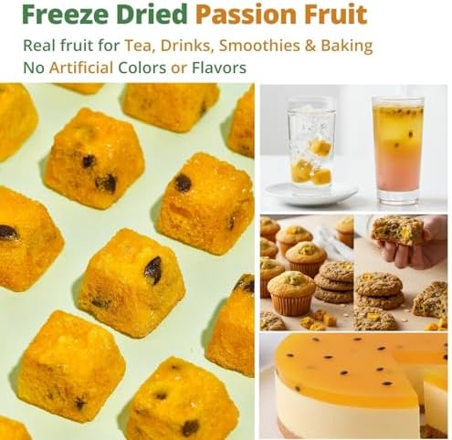 Freeze Dried Passion Fruit – 4.6oz (130g) 100% Pure Passionfruit Chunks, Dehydrated Dried Passion Fruit Frozen for Tea, Drinks, Smoothies, Baking & Snacking – No Sugar Added - 1