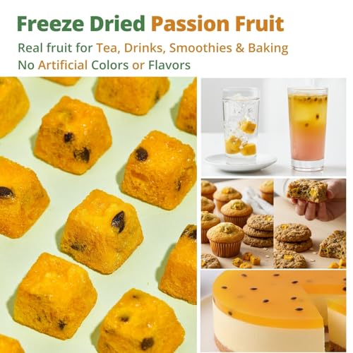 Freeze Dried Passion Fruit – 4.6oz (130g) 100% Pure Passionfruit Chunks, Dehydrated Dried Passion Fruit Frozen for Tea, Drinks, Smoothies, Baking & Snacking – No Sugar Added - Thumbnail 2