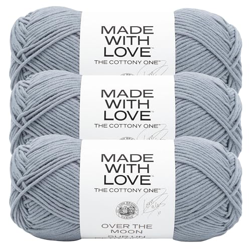 Image of Lion Brand Yarn Made with Love The Cottony One Yarn for Crocheting, Knitting, and Crafts, Over The Moon, 3 Pack