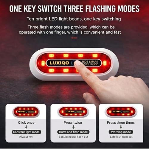 Image of Helmet Light for Bike, 400 Lumens USB Rechargeable LED Safety Helmet Lights for Riders, for Front & Rear Warning, 3 Flash Modes, IP67 Waterproof, Easy Mount, 8H Runtime