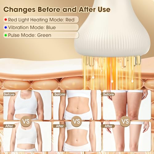 Massaggiatore Anticellulite Elettrico, 9 Livelli Ems-Microcorrente & Vibrazione & Calore Raggi Infraross, Portatile Senza Fili Per Modellare Corpo, Gambe Braccia E Ridurre Il Dolore Muscolare, Bianco - 5