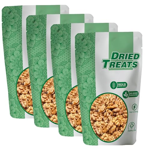 Image of Dried Treats Dried Fruits Nuts And Seeds (California Walnuts Kernels /Akhrot Giri, 800g (4x200g))