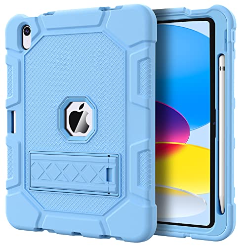 Image of Azzsy Case for iPad (A16) 11th Generation 11 Inch 2025 / iPad 10th Generation 10.9 Inch 2022, [Built-in Pencil Holder] Heavy Duty Shockproof Rugged Protective Case, Sky Blue