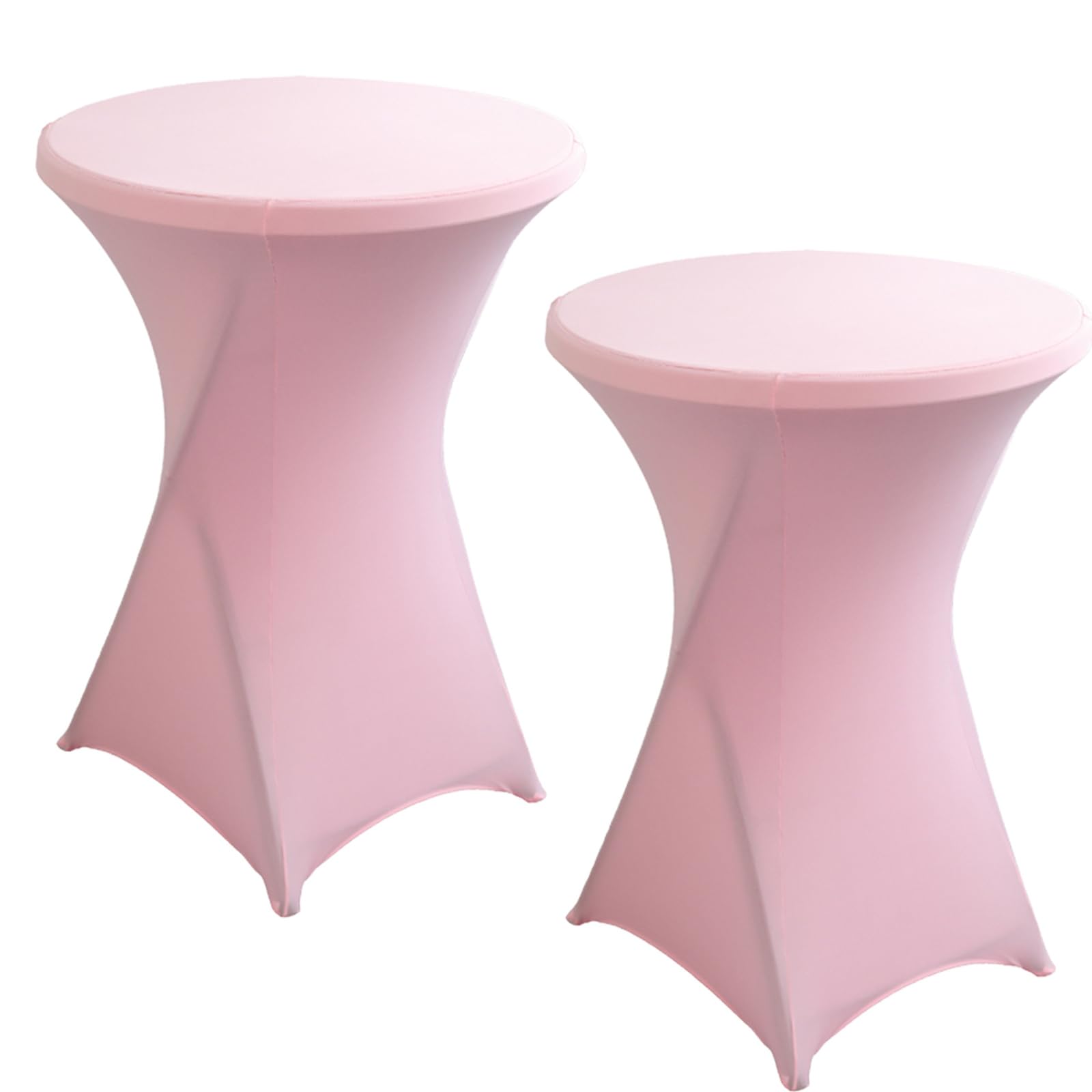 Rakila 2 Pack 43x32 Inch Spandex Round Tablecloth Cocktail Pink Table Covers Fitted Stretch Tablecloth for Wedding, Banquet, Party, Birthday