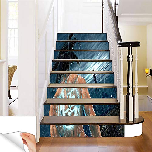 Image of Gadgets wrap Printed Devil and Evil Steps Sticker Removable Stair Sticker Floor Wall Decor Decals Sticker
