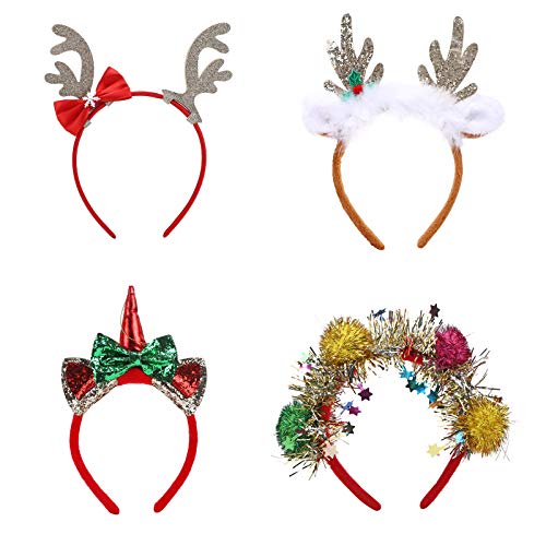 2-8 Pcs Halloween Headband & Christmas Headband, Halloween Pumpkin Spider Headbands, Christmas Reindeer Xmas Tree Hair Hoop, Party Supplies, Cosplay, Photo Booth(Fit All Size ) (M STYLE)