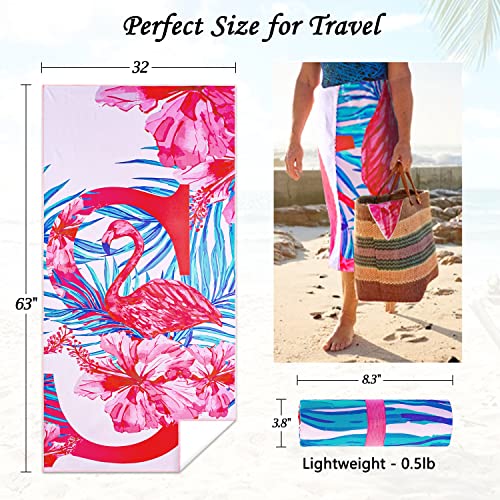 Dolxico Microfiber Beach Towel 32 X 63 Large Sand Free Quick Dry Towel Super Lightweight Travel Towel Personalized Pool Swim Shower Camping Beach Towels Kids Adults Women Beach Accessories Beach Gifts #TOP3