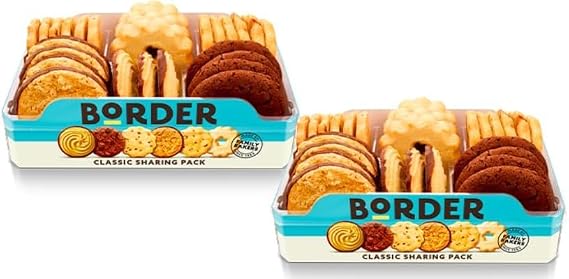 Border Biscuits Classic Sharing Pack 2 x 400g | Luxury Assorted Biscuit Selection | 6 Buttery Flavours | Chocolate & Shortbread Biscuit Box for Sharing, Tea Time & Gifting