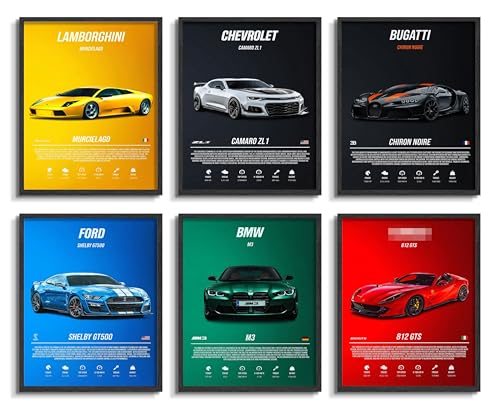 Car Posters Wall Art Set of 6